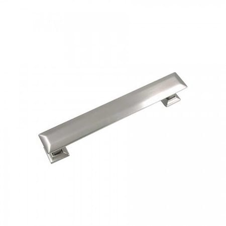 5 In. Satin Nickel Poise Cabinet Pull With Back Plate